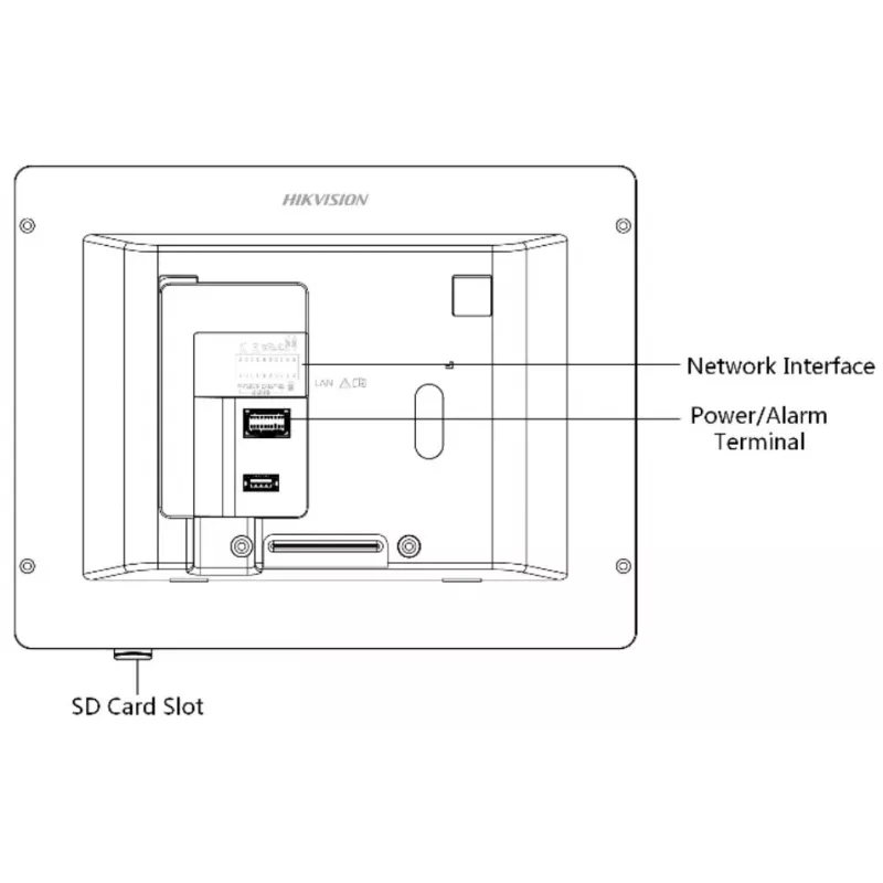 Vaizdo domofonas Hikvision DS-KH8350-TE1 7 colių IPS jutiklinis ekranas, PoE, SIP, MicroSD lizdas, 1024×600, aliuminio korpusas, juodas