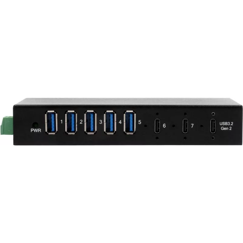 EXSYS GmbH 7 prievadų USB 3.2 Gen 2x1 metalinis HUB, 2x C + 5x A jungtys (EX-12297HMS)