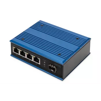 Digitus 4 prievadų Gigabit Ethernet tinklo PoE komutatorius, pramoninis, nevaldomas, 1 SFP aukštutinė jungtis
