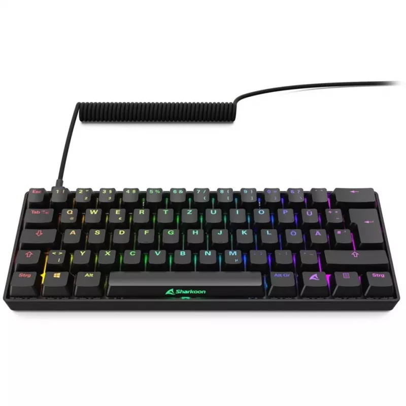 Sharkoon 100065629 klaviatūra, namams, USB, QWERTZ, vokiška, juoda