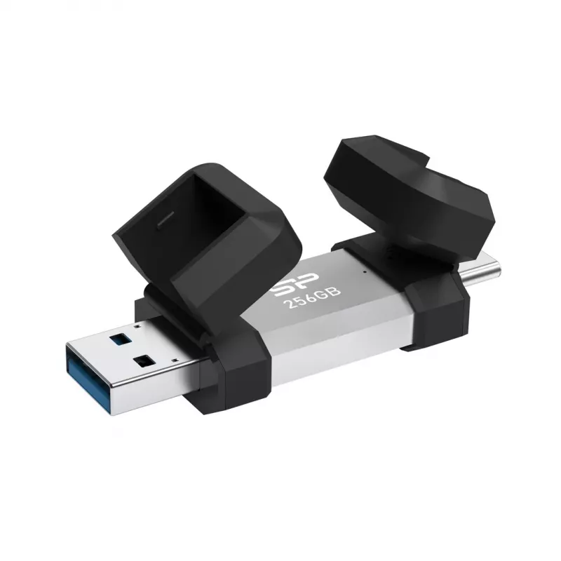 USB atmintukas Silicon Power 256 GB USB Type-A / USB Type-C, aliuminis-guminis dangtelis