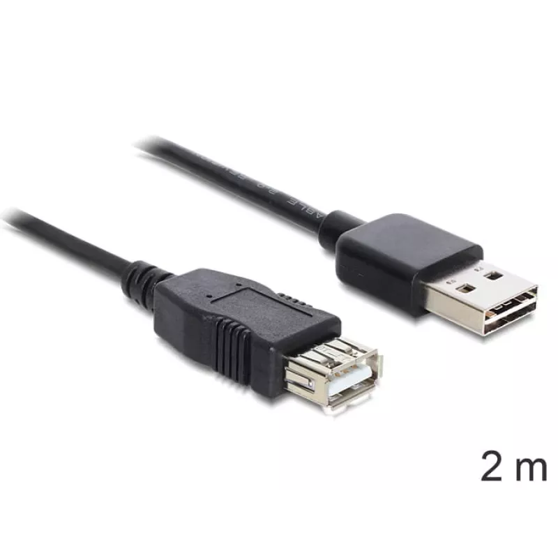 USB laidas DeLOCK EASY-USB 2.0-A 2m juodas