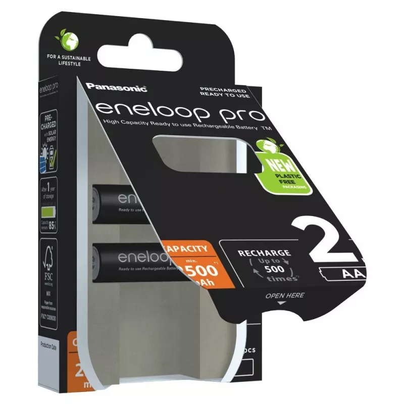 Įkraunamos baterijos PANASONIC ENELOOP PRO AA 2500 mAh 2 vnt. (BK-3HCDE/2CP)