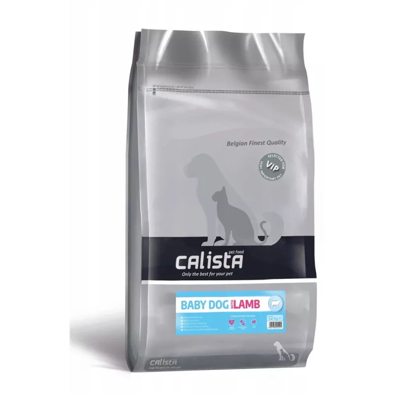 Sausas šunų ėdalas CALISTA Baby Dog Lamb 12 kg — avienos formulė šuniukams, 28 % baltymų, 19 % riebalų