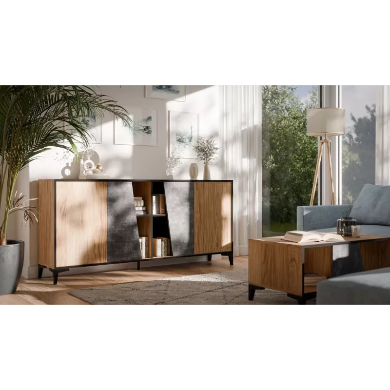 Cama 4D komoda OVO 180x38xH83 ąžuolas/betonas