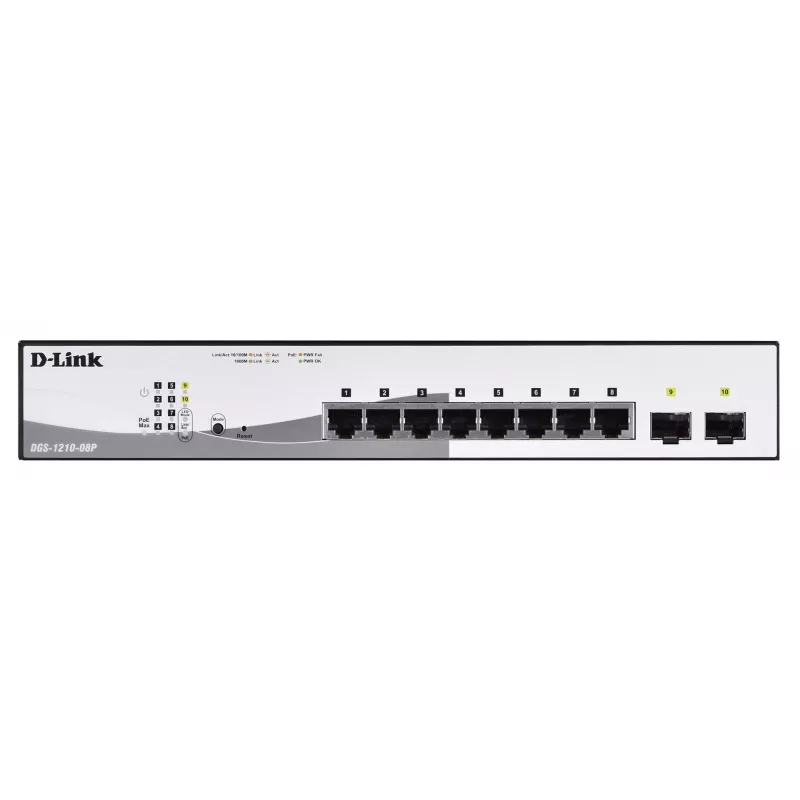D-Link DGS-1210-08P/E valdomas L2 Gigabit Ethernet (10/100/1000) maitinimas per Ethernet (PoE) juoda