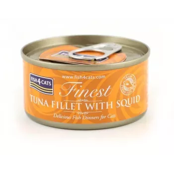 FISH4CATS Tuno filė su kalmarais - drėgnas kačių maistas - 70g