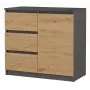 Komoda Topeshop 1D3S 80×40×75 cm, antracito ąžuolo amatininko matinė