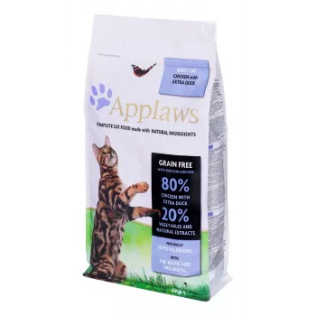 Sausas kačių ėdalas Applaws su vištiena ir antiena 2 kg — grūdų neturintis visavertis ėdalas suaugusioms katėms, 36,5 % baltymų, 16 % riebalų