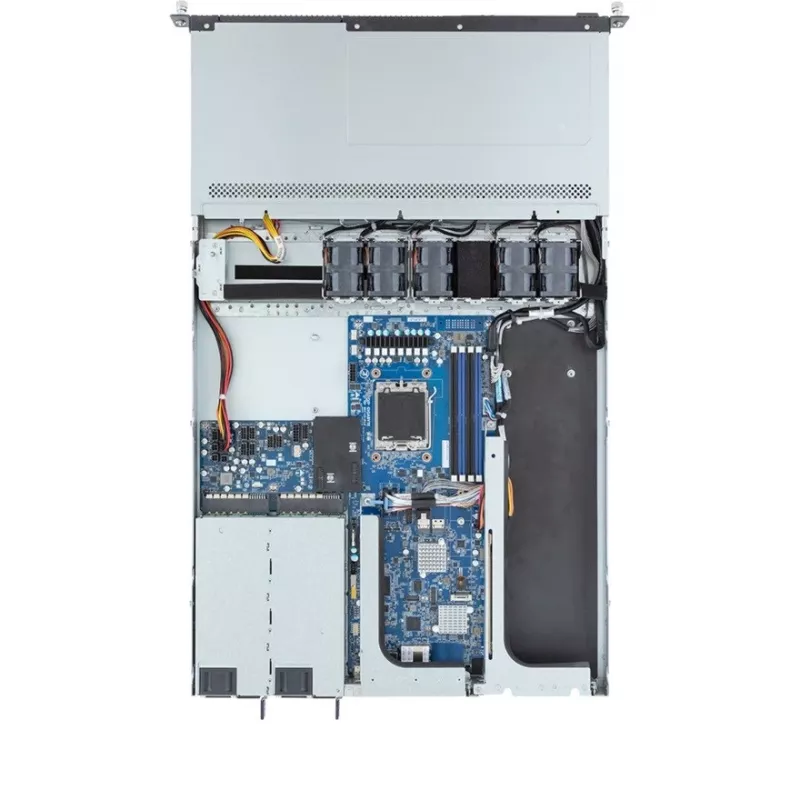 1U stovo serverio platforma GIGABYTE R133-C13-ACG1 — AMD B650E pagrindinė plokštė, Socket AM5, 4x DDR5 UDIMM lizdai, 800 W perteklinis maitinimo šaltinis, 4x 2,5 colio / 3,5 colio nišos
