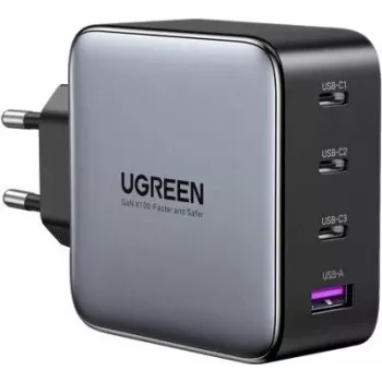 Ugreen 45515B mobiliojo įrenginio įkroviklis Nešiojamasis kompiuteris, Mobilusis telefonas, Nešiojamas kompiuteris, Išorinė baterija, Telefonas Pilka Kintamoji srovė Greitas įkrovimas Vidaus