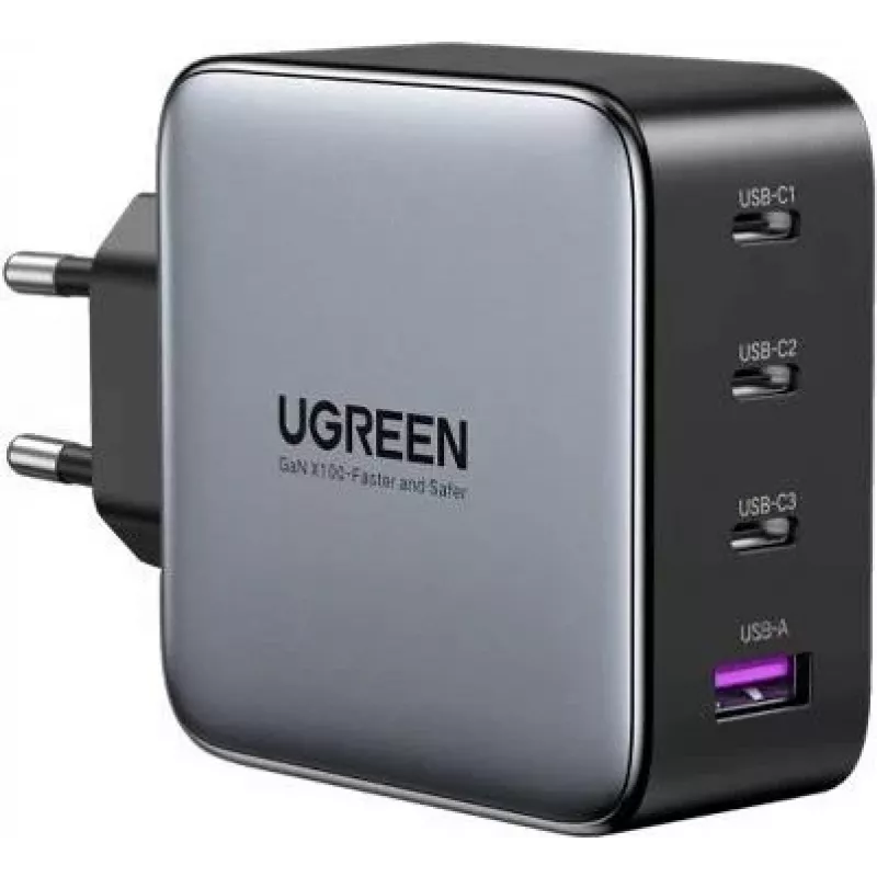Ugreen 45515B mobiliojo įrenginio įkroviklis Nešiojamasis kompiuteris, Mobilusis telefonas, Nešiojamas kompiuteris, Išorinė baterija, Telefonas Pilka Kintamoji srovė Greitas įkrovimas Vidaus