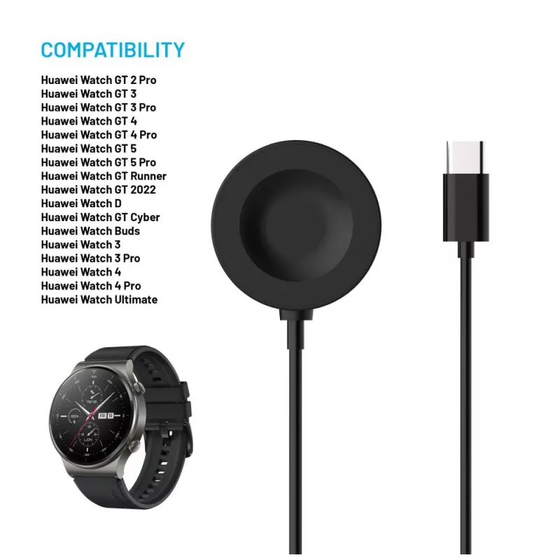 FIXED USB‑C laidas, skirtas Huawei Watch GT/GT 3 Pro/Watch 4/4 Pro/Watch 5/5 Pro