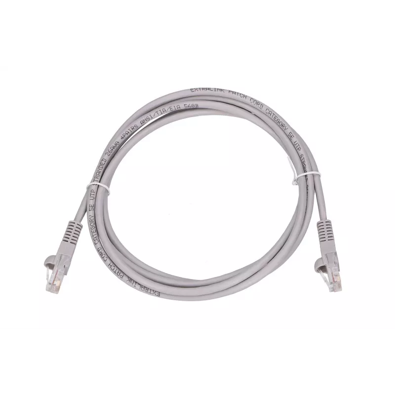 LAN komutacinis kabelis Extralink Cat.5e UTP 2 m, RJ-45 į RJ-45, pilkas