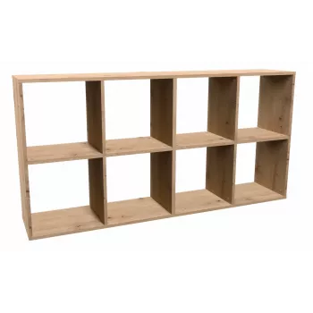 Svetainės knygų spinta Top e Shop MALAX 2X4 ARTISAN, natūrali mediena, 8 lentynos, 1470×300×750 mm