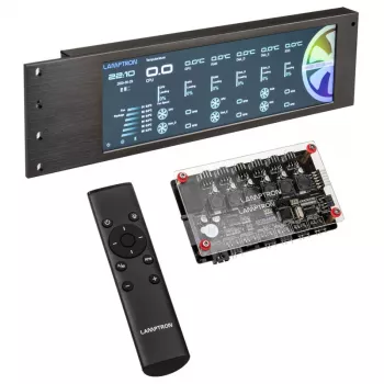 Lamptron CU135 ventiliatorių valdiklis + RGB valdiklis su ekranu, ARGB – juodas