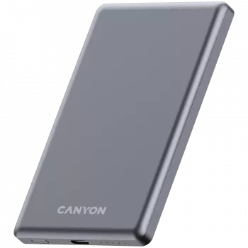 Canyon OnPower 505 - išorinė baterija - 5 000 mAh - įkrovimas per USB-C - išvestis USB-C PD 20W + belaidis magnetinis 1