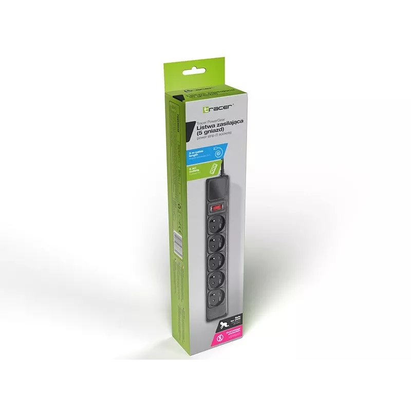 Tracer PowerWatch juodas 5 kintamosios srovės lizdai 3 m C tipo