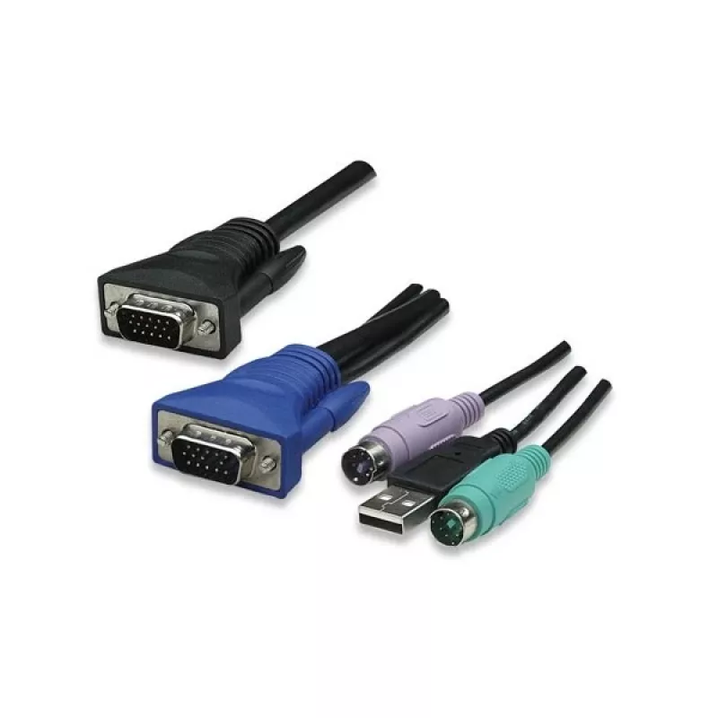 INDELLINET 8 prievadų montuojamas ant stovo KVM komutatorius, Combo USB + PS/2, ekrano rodymas, laidai komplekte (Euro kištukas 2 kontaktai)