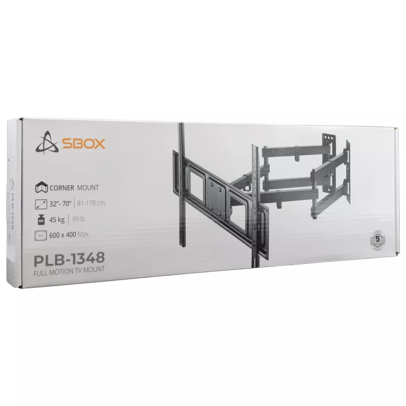 TV sieninis laikiklis SBOX PLB-1348-2, skirtas 37–63 colių televizoriams, iki 60 kg, VESA 800x400