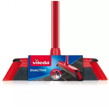 Grindų šluota VILEDA 143703 su kotu, technopolimeras, minkšti/kieti šereliai, vidaus patalpoms, 130 cm, raudona