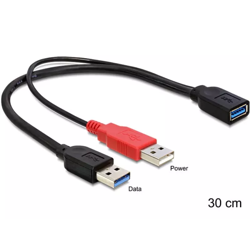 USB laidas DeLOCK 83176 USB 3.2 Gen 1 0,3 m USB A 2 x USB A