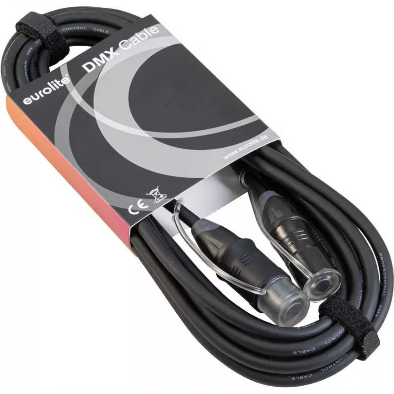 DMX kabelis EUROLITE EC-1 IP65 3 kontaktų, 3 m, juodas