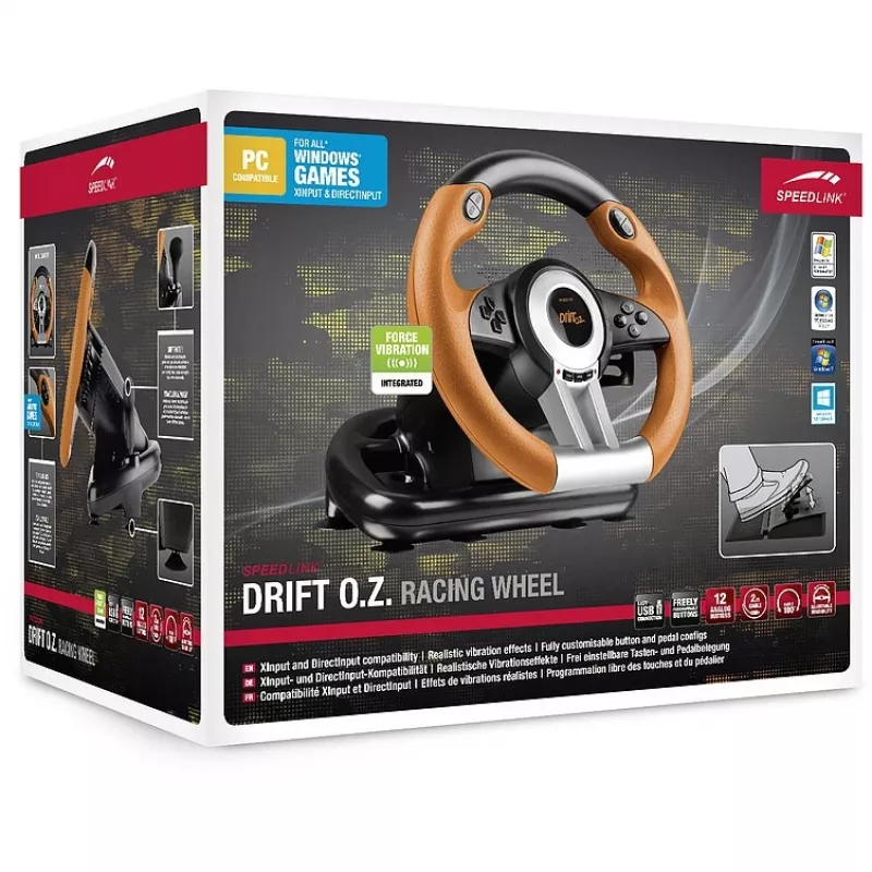 Vairas + pedalai Speedlink DRIFT O.Z. juoda pilka oranžinė