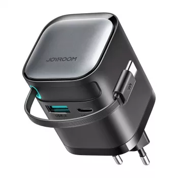 Maitinimo įkroviklis su ištraukiamu laidu 65W Joyroom TCL02 GaN, juodas