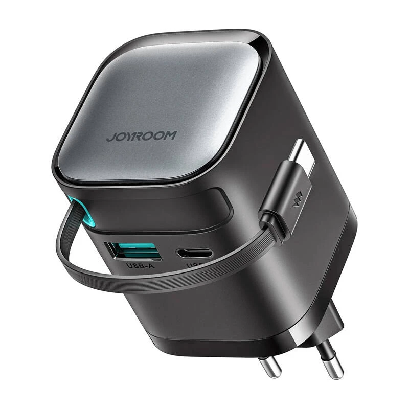 Maitinimo įkroviklis su ištraukiamu laidu 65W Joyroom TCL02 GaN, juodas