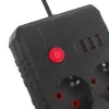 Kištukinis lizdas MACLEAN MCE388 B — 2 kintamosios srovės lizdai, 3×USB A, 110–120V 50/60Hz, 2500W, 3 m laidas, juodas