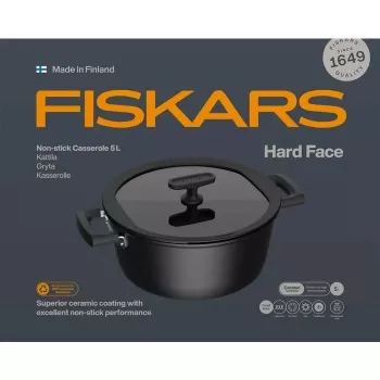 Keraminis puodas Fiskars HARD FACE 5 L su dangčiu, nelimpanti danga