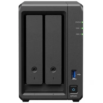 NAS saugojimo serveris SYNOLOGY DP320 Stalinis R1600, 8 GB RAM, 16 TB, 2 diskų, palaiko HDD, RAID, juoda