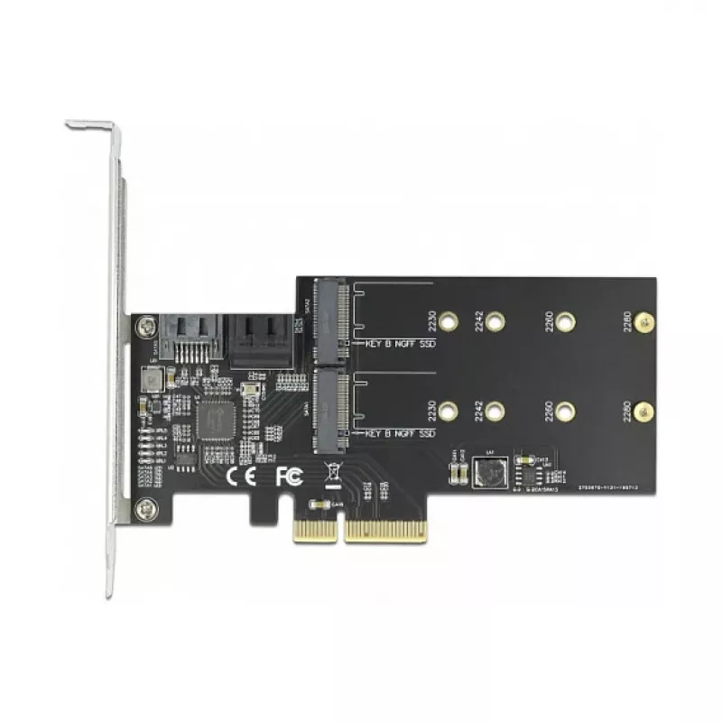 PCI Express kortelė SATA ir M.2 DeLOCK 3 SATA prievadai ir 2 M.2 Key B lizdai