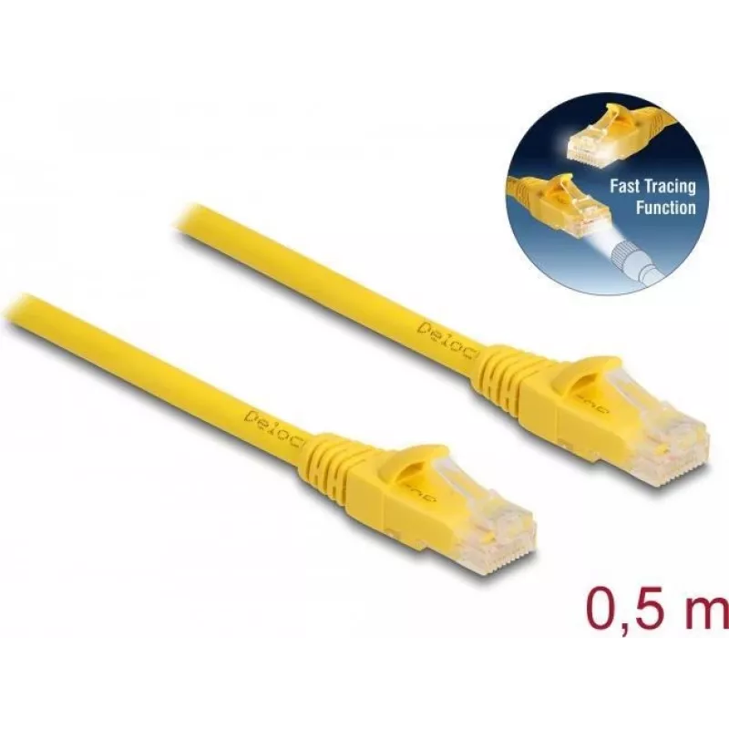 Tinklo kabelis DeLOCK RJ45 Cat.6A U/UTP 0,5 m geltonas