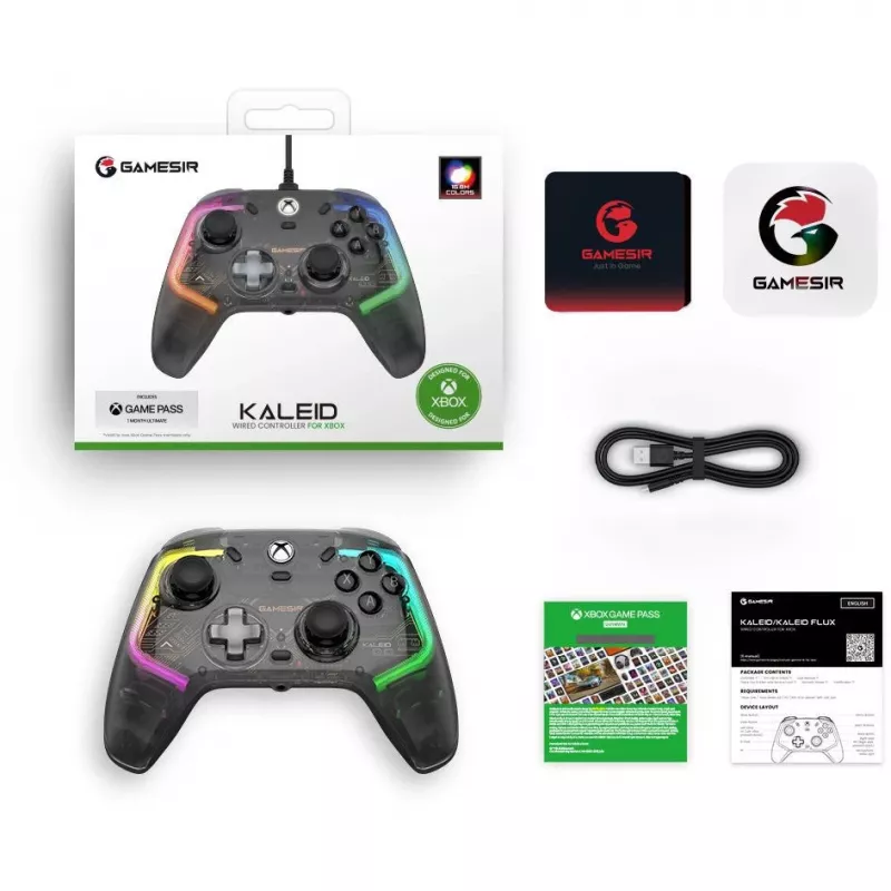 GameSir žaidimų pultelis Kaleid juoda permatoma laidinė USB Type-C, skirta Xbox One / Xbox Series X / Series S, 3 m laidas