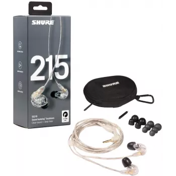 Shure SE215 Pro ausinės laidinės į ausis įdedamos scenai/studijai permatomos