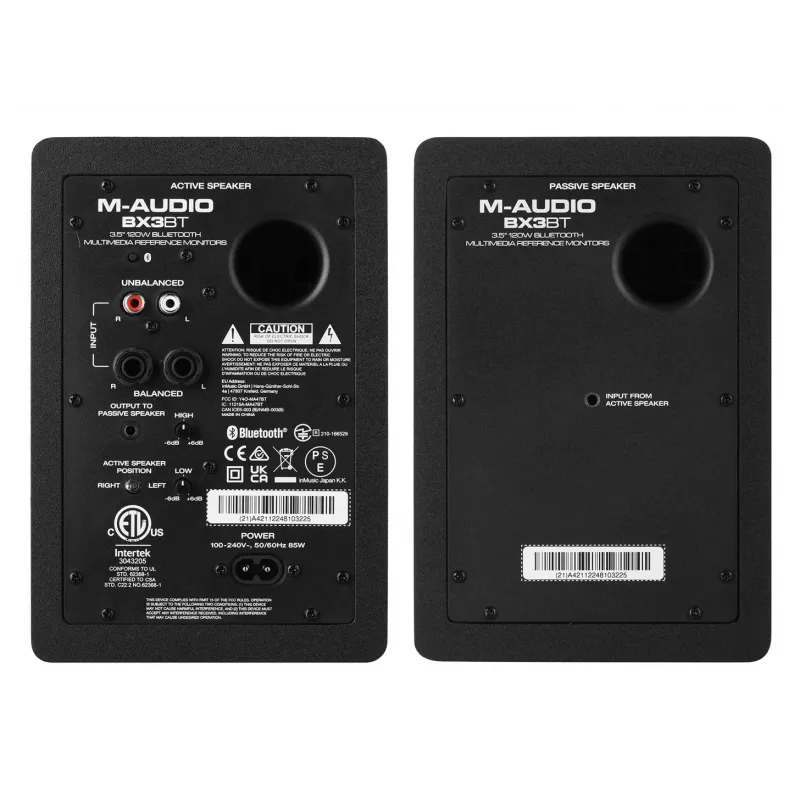 Studijiniai artimo lauko monitoriniai garsiakalbiai M-Audio BX3 pora BT bevielis Bluetooth ryšys, aktyvūs 3 colių žemų dažnių garsiakalbiai