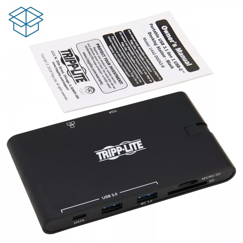 USB-C dokas - 4K HDMI, VGA, USB 3.2 Gen 1, USB-A/C šakotuvas, Gigabit Ethernet, atminties kortelių lizdai, 100W PD įkrovimas