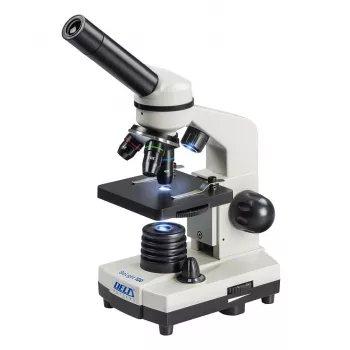 Sudėtinis optinis mikroskopas Deltaoptical DO-3210 — monokuliarinis, 3 achromatiniai objektyvai, LED apšvietimas, 40–400×, 45° palinkusi sukama galvutė