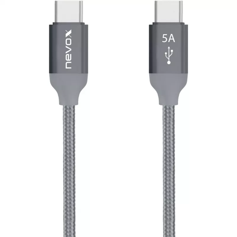 USB laidas Nevox 1654 USB 2.0 2m USB C pilka, sidabrinė