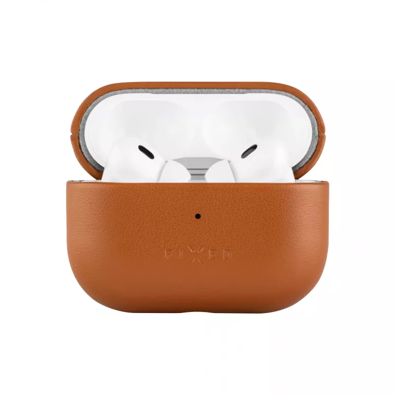 Fixed | Dėklas ausinėms su MagSafe palaikymu | Apple AirPods Pro 2/Pro 2 (USB-C) | Ruda | Oda
