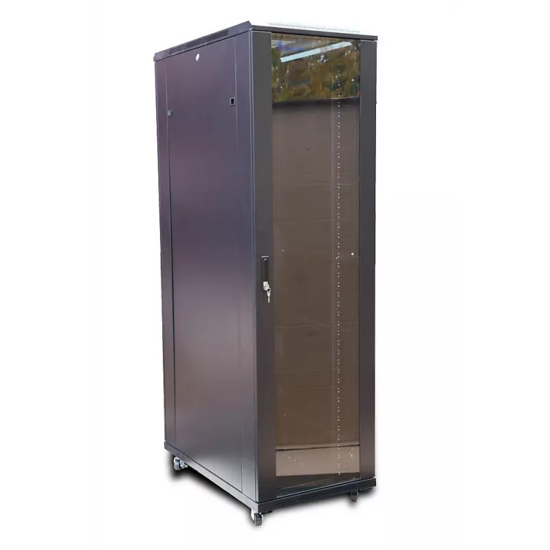 Laisvai stovintis stovas Extralink 42U 800x800 STOVIMA RACK SPINTA JUODA 1400 kg talpa