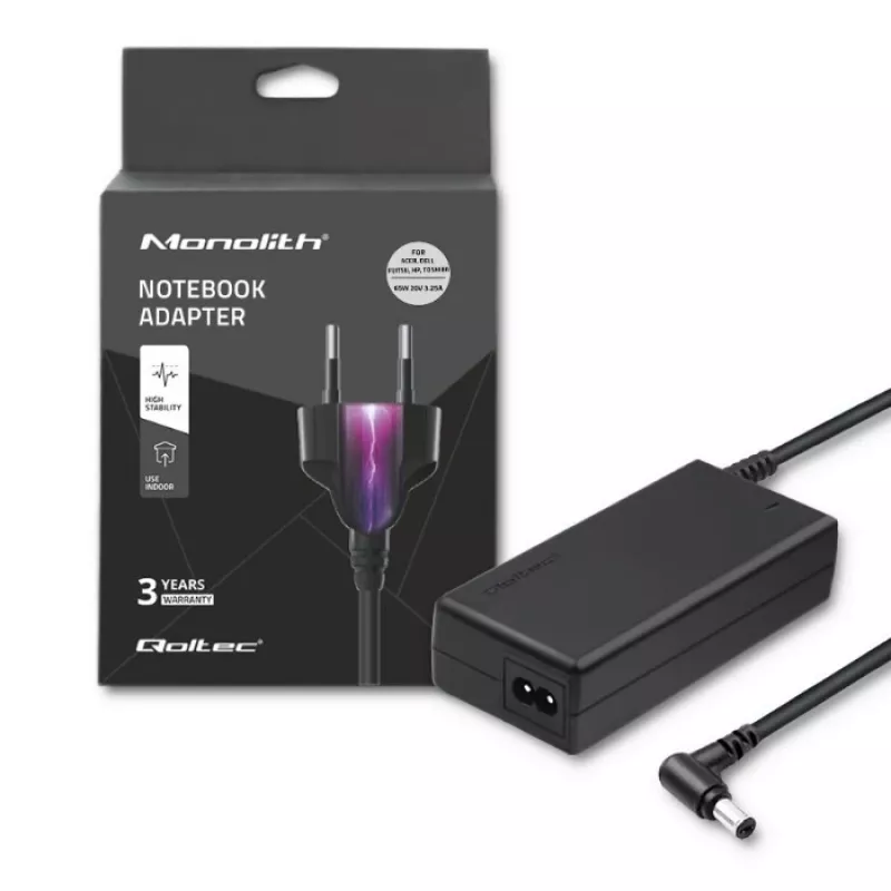 50014.65W - nešiojamojo kompiuterio maitinimo adapteris - vidinis - 100-240 V - 50/60 Hz - 65 W - 20 V (50014.65W) - Qoltec