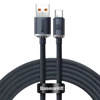 Baseus Crystal Shine laidas USB į USB-C, 100 W, 2 m (juodas)
