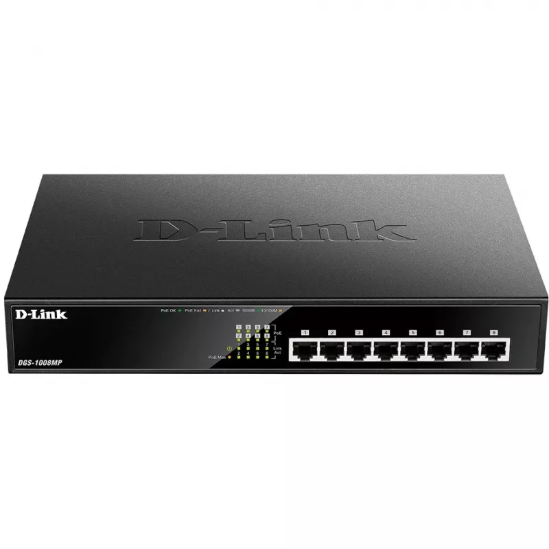 Nevaldomas jungiklis D-Link DGS-1008MP 8 prievadų stalinis Gigabit maks. PoE jungiklis