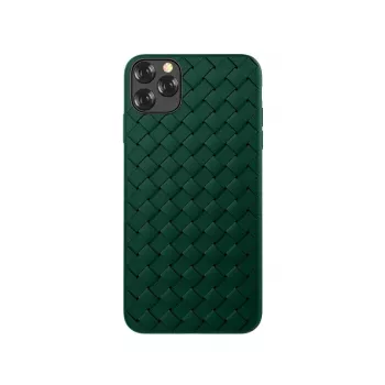 Apsauginis minkštas dėklas Devia, skirtas iPhone 11 Pro Max, su austo rašto dizainu, žalias