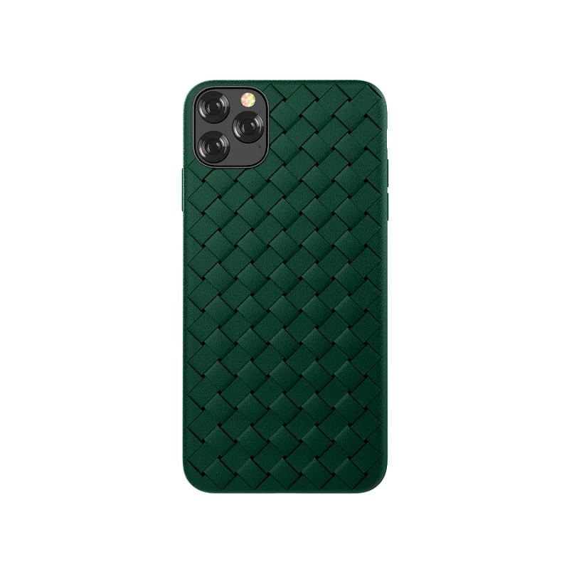Apsauginis minkštas dėklas Devia, skirtas iPhone 11 Pro Max, su austo rašto dizainu, žalias