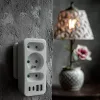 Maitinimo skirstytuvas MACLEAN MCE248 F/W — 3 kintamosios srovės lizdai (1×16A, 2×6A) + 4×USB (2×A, 2×C PD 20W), EU kištukas, baltas