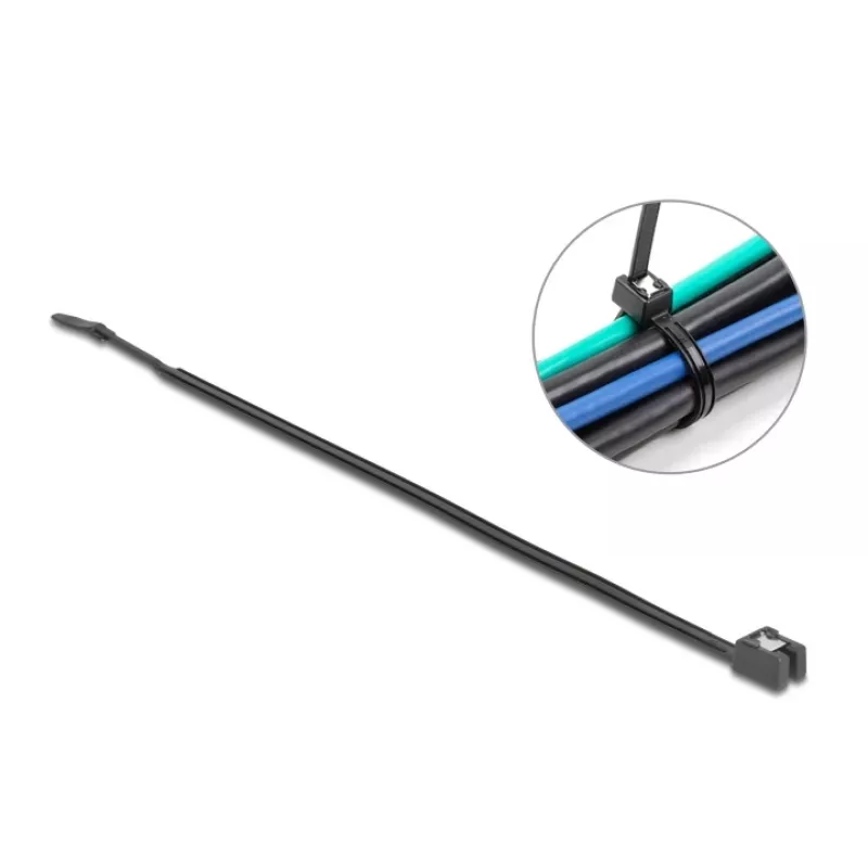 Kabelių raištis DeLOCK 200x4,8mm 50 vnt. Juodas